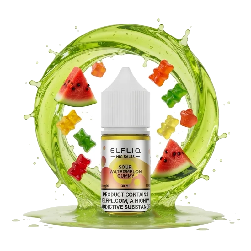 Elfliq Sour Watermelon Gummy 5% 30 ml Elfliq Sour Watermelon Gummy 5% 30 ml nicotine salt e-liquid
